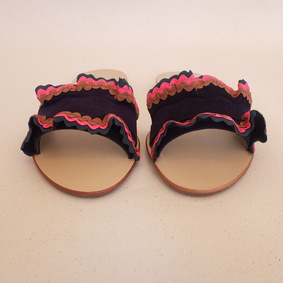 Loeffler Randall Birdie Ruffle Slide - Navy Suede - 10.5 - Picture 3 of 6